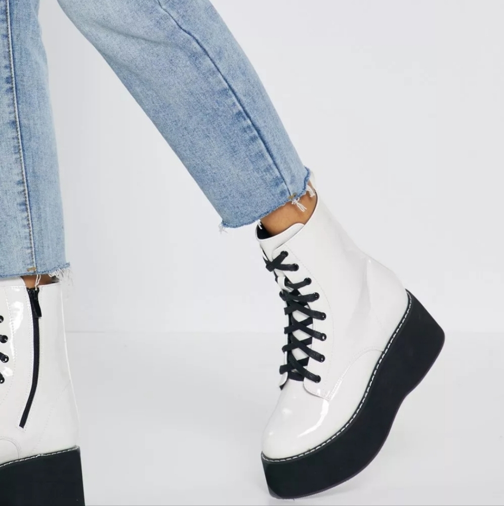 Patent White Platform Boots Nasty Gal